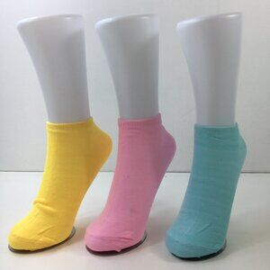 Your Missing Sock Womens Colorful Low Cut Ankle Socks 3-Pack Yellow Pink Blue
